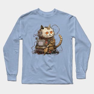 Futuristic Cyber Cat Long Sleeve T-Shirt